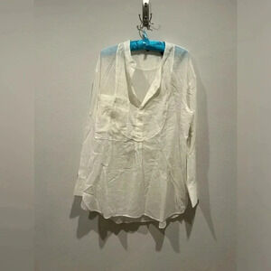 THEORY White Cotton Long Sleeve Tunic / Size Large